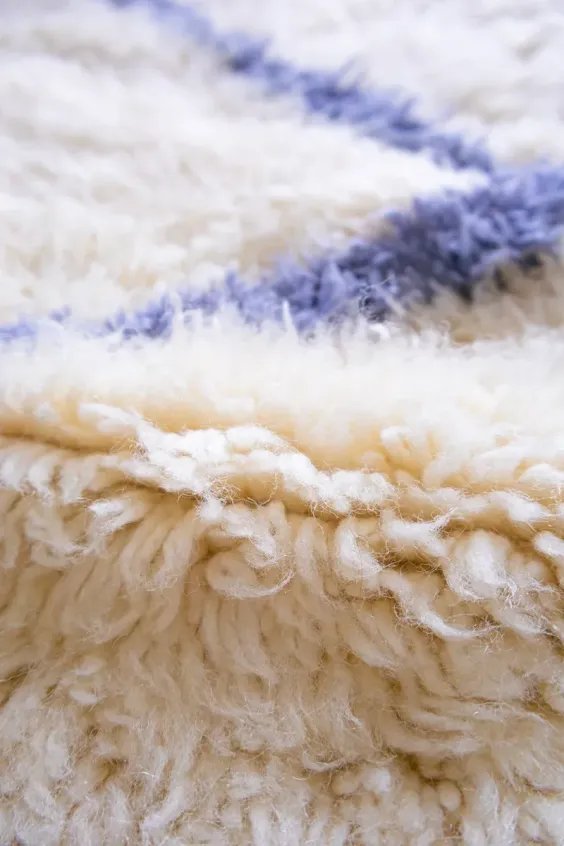 Tapis Beni Ouarain Blanc Uni Laine Naturelle – Mont Blanc | Taknaj