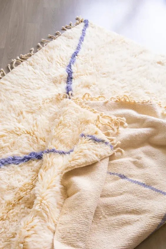 Tapis Beni Ouarain Blanc Uni Laine Naturelle – Mont Blanc | Taknaj