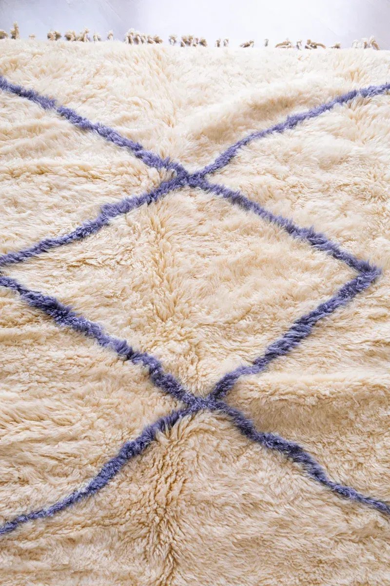 Tapis Beni Ouarain Blanc Uni Laine Naturelle – Mont Blanc | Taknaj
