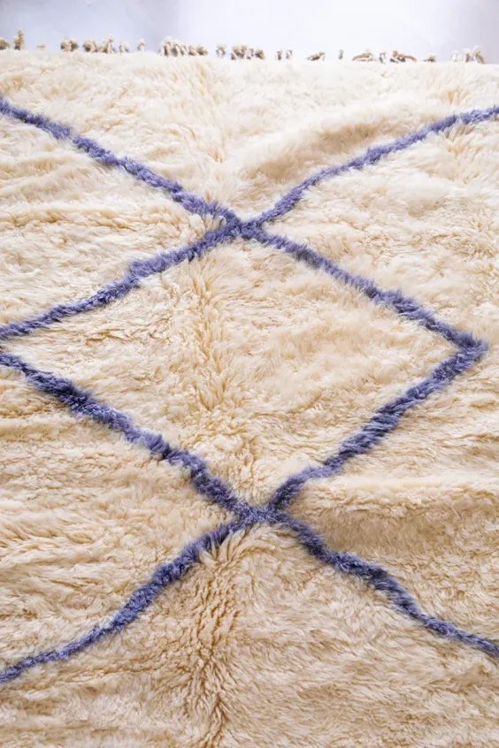 Tapis Beni Ouarain Blanc Uni Laine Naturelle – Mont Blanc | Taknaj