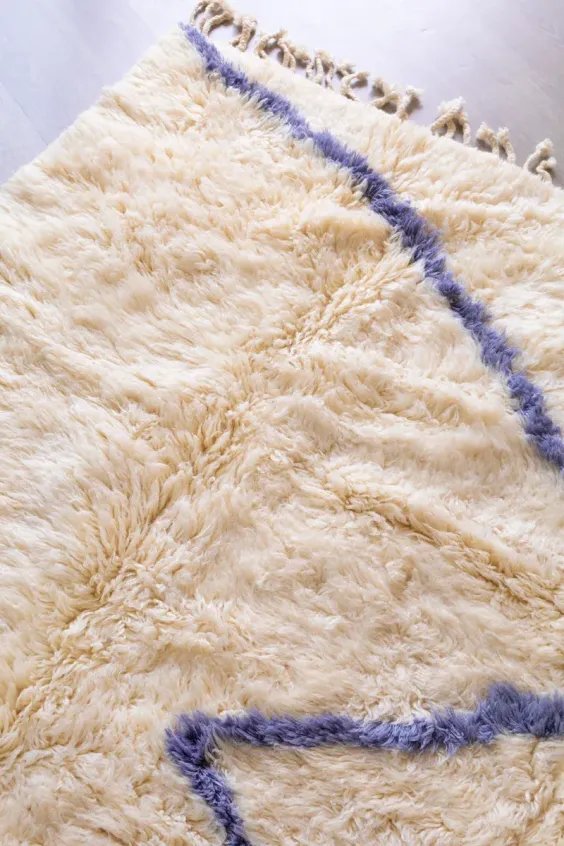 Tapis Beni Ouarain Blanc Uni Laine Naturelle – Mont Blanc | Taknaj
