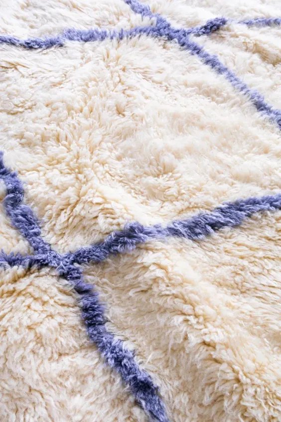 Tapis Beni Ouarain Blanc Uni Laine Naturelle – Mont Blanc | Taknaj