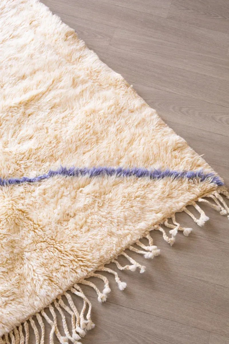 Tapis Beni Ouarain Blanc Uni Laine Naturelle – Mont Blanc | Taknaj