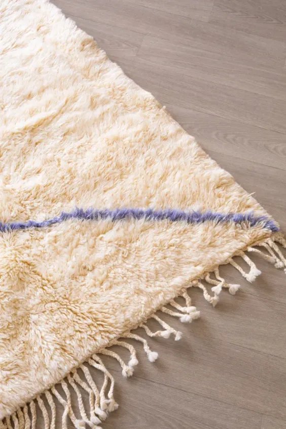 Tapis Beni Ouarain Blanc Uni Laine Naturelle – Mont Blanc | Taknaj