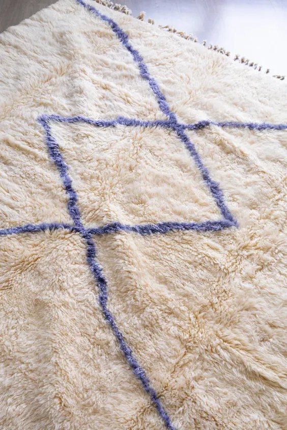 Tapis Beni Ouarain Blanc Uni Laine Naturelle – Mont Blanc | Taknaj