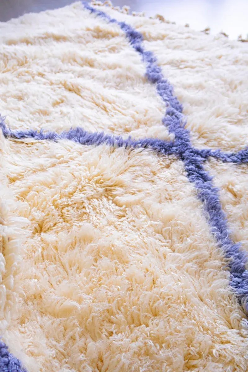 Tapis Beni Ouarain Blanc Uni Laine Naturelle – Mont Blanc | Taknaj