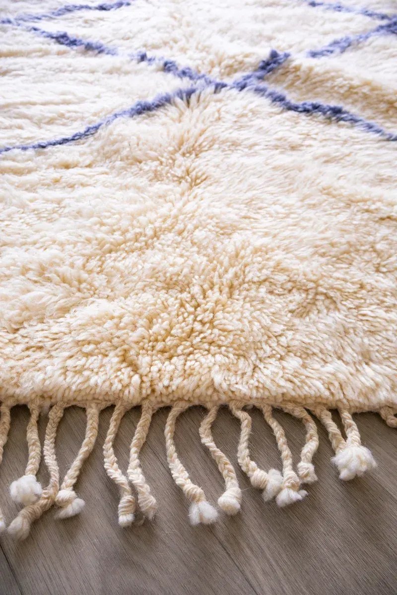 Tapis Beni Ouarain Blanc Uni Laine Naturelle – Mont Blanc | Taknaj