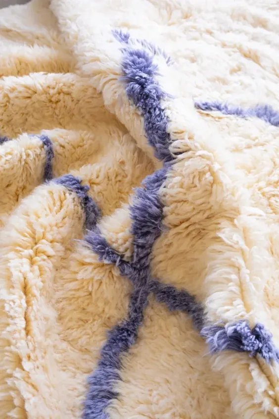 Tapis Beni Ouarain Blanc Uni Laine Naturelle – Mont Blanc | Taknaj