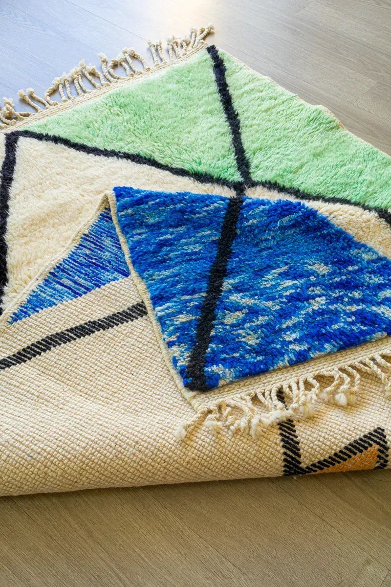 Tapis Vert Berbère – Blue Green Bleu Canard Fait Main | Taknaj