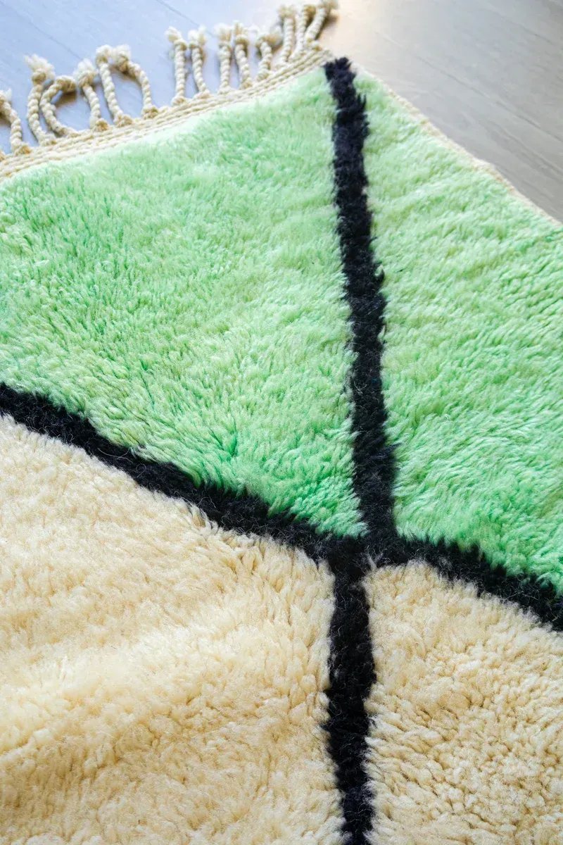 Tapis Vert Berbère – Blue Green Bleu Canard Fait Main | Taknaj
