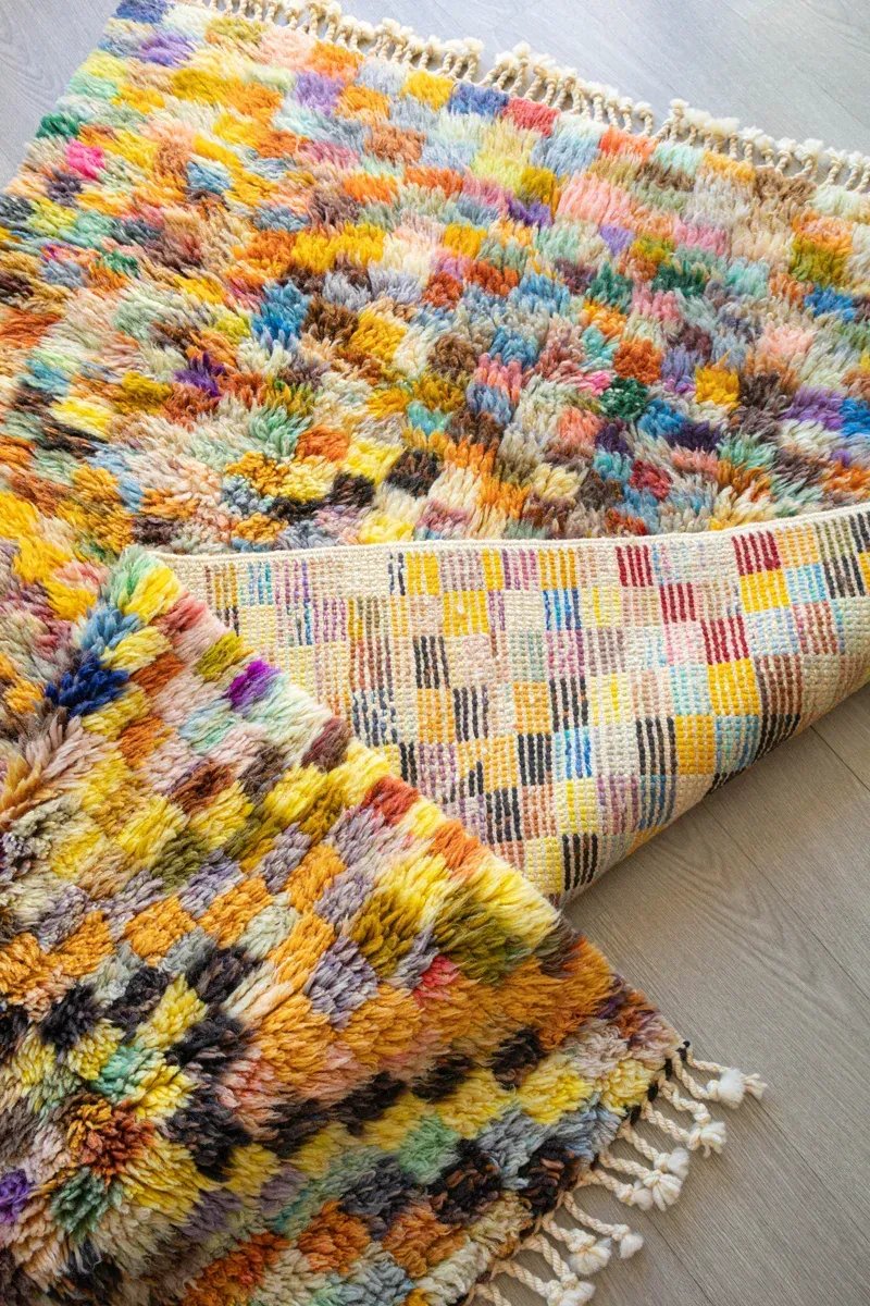 Tapis Pixel – Berbère Azilal Multicolore Fait Main | Taknaj