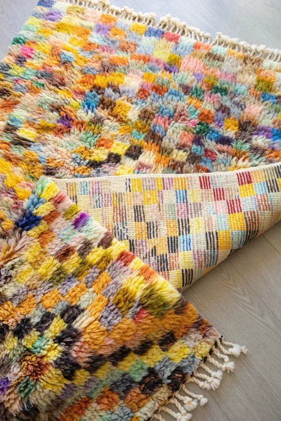 Tapis Pixel – Berbère Azilal Multicolore Fait Main | Taknaj