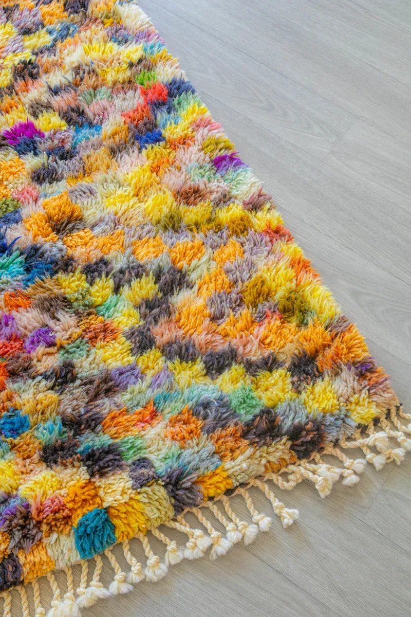 Tapis Pixel – Berbère Azilal Multicolore Fait Main | Taknaj