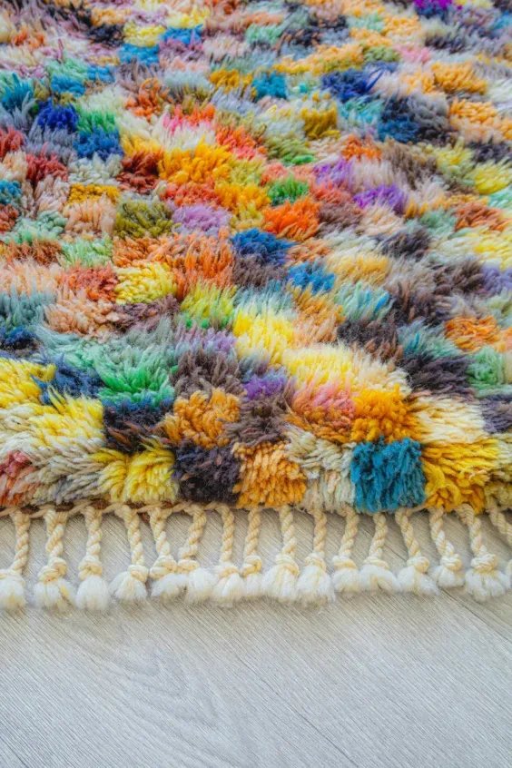 Tapis Pixel – Berbère Azilal Multicolore Fait Main | Taknaj