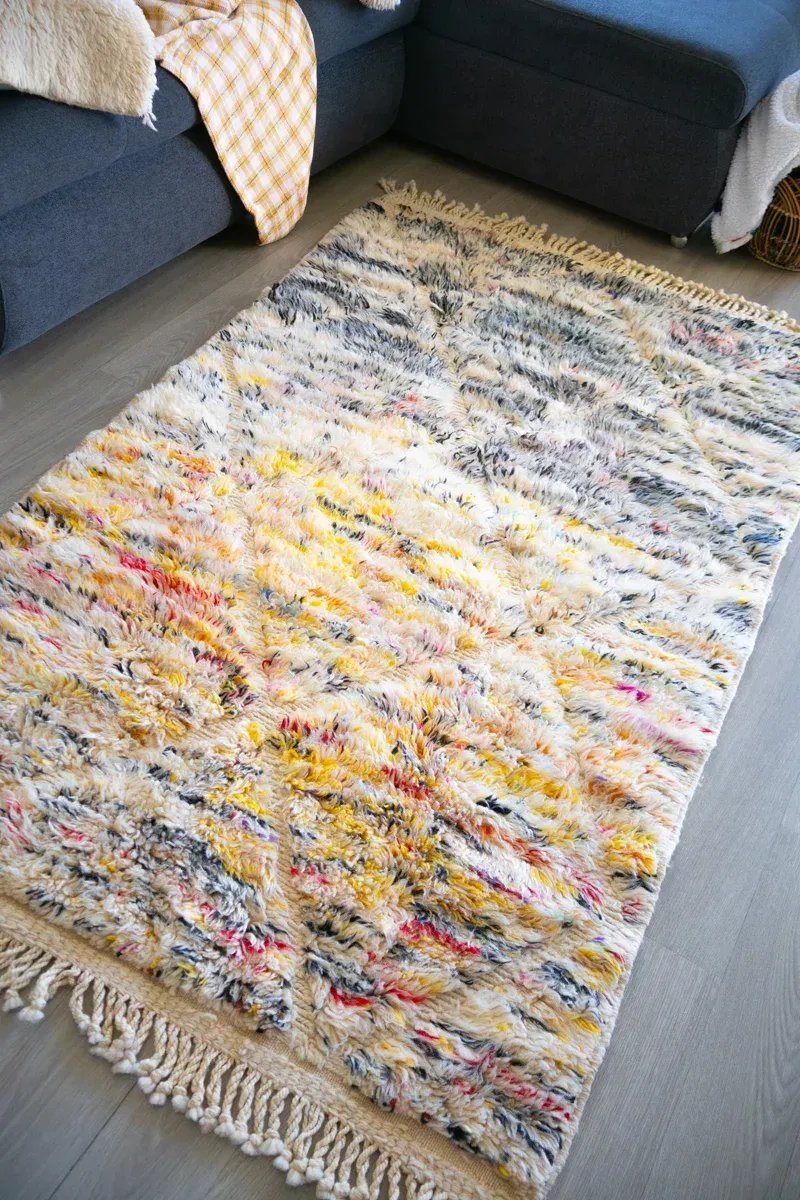 Tapis berbère Mrirt orange et rose terracotta décoration chaleureuse - Taknaj